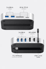 USB C Hub with 8TB M.2 NVMe Enclosure 10Gbps, 5X USB-A and 2X Type C Data Ports, SD/TF Card Slot, Docking Station for Mac mini M4/M4 Pro (Mac mini M4 Dock -11-in 1 -ssd)