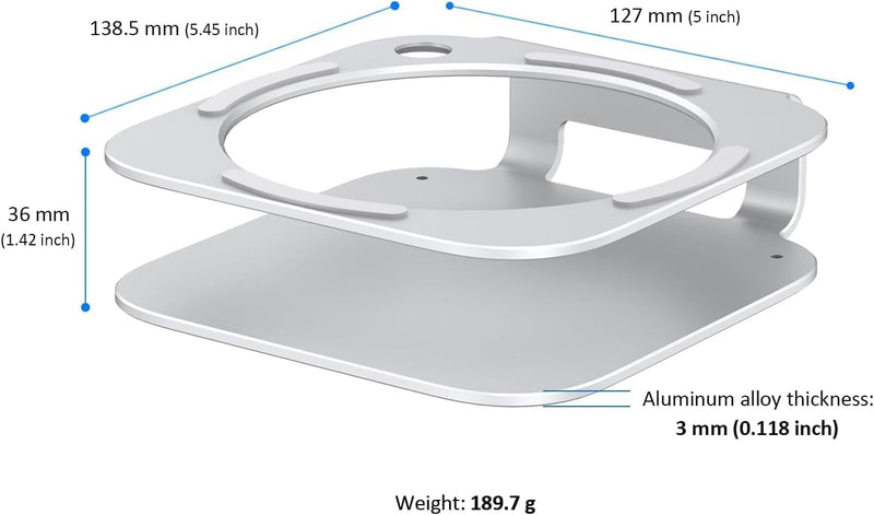 Aluminum Stand for 2024 Mac mini M4 | M4 Pro, Convenient Acess to Power Bottom, Anti-Scratch, Anti-Slip, Avoid Overheating, Durable and Sturdy Design