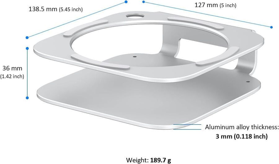 Aluminum Stand for 2024 Mac mini M4 | M4 Pro, Convenient Acess to Power Bottom, Anti-Scratch, Anti-Slip, Avoid Overheating, Durable and Sturdy Design