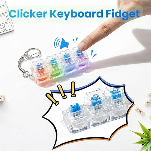 FiTix 4 in 1 Keyboard Fidget Toy for Adults, Stress Relief Sensory Toy, TPU, Black, Colourful Light (4 in 1 Transparent (Combo))