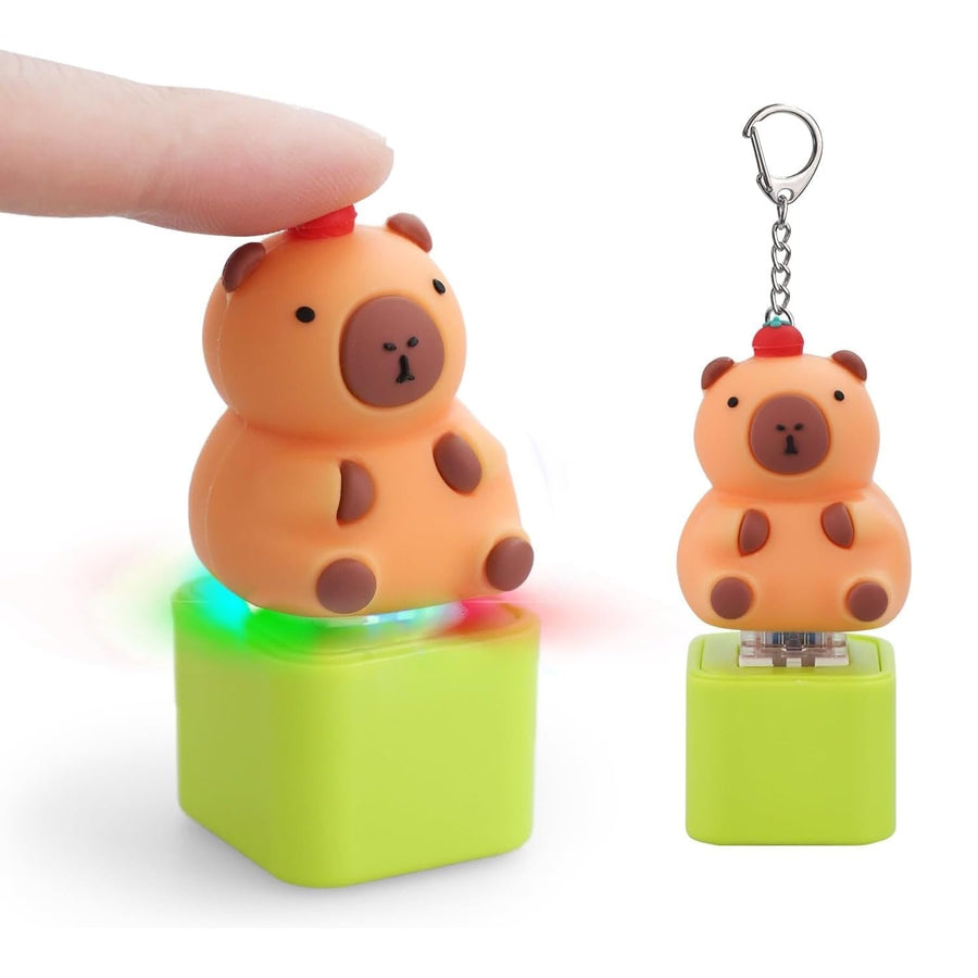 FiTiX Cute Cartoon Fidget Toy with Colorful Light and Sound, Clicker for Stress Relief, Quiet Play, and Entertainment, Snail Style (Cute Brown Bear)