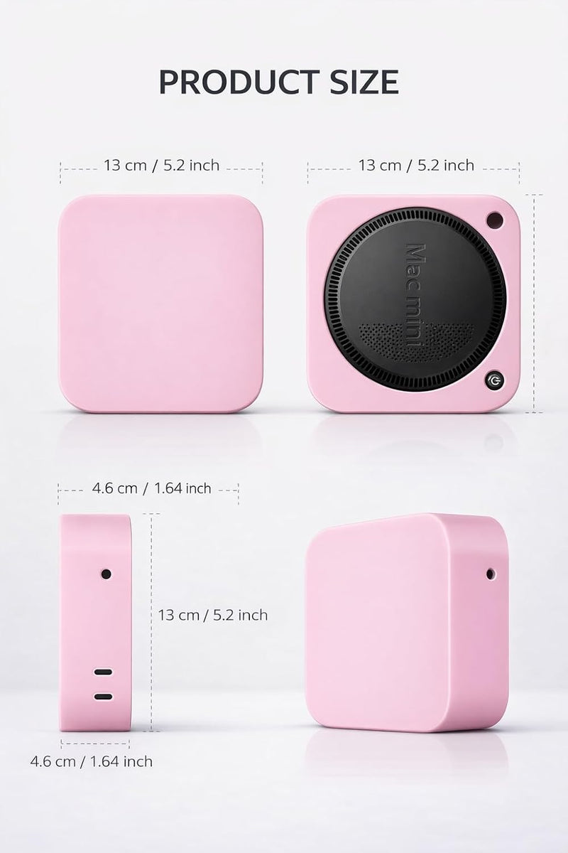FiTix Silicone Protective Case for Mac mini M4 | M4 Pro, Skin Protector (Pink)