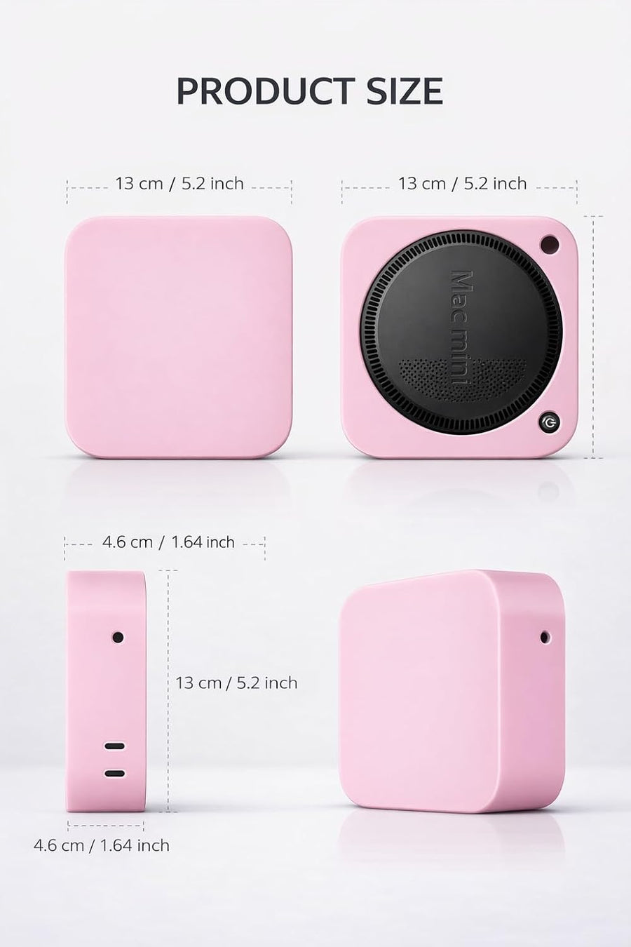 FiTix Silicone Protective Case for Mac mini M4 | M4 Pro, Skin Protector (Pink)