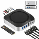 USB C Hub with 8TB M.2 NVMe Enclosure 10Gbps, 5X USB-A and 2X Type C Data Ports, SD/TF Card Slot, Docking Station for Mac mini M4/M4 Pro (Mac mini M4 Dock -11-in 1 -ssd)