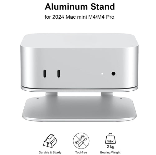 Aluminum Stand for 2024 Mac mini M4 | M4 Pro, Convenient Acess to Power Bottom, Anti-Scratch, Anti-Slip, Avoid Overheating, Durable and Sturdy Design