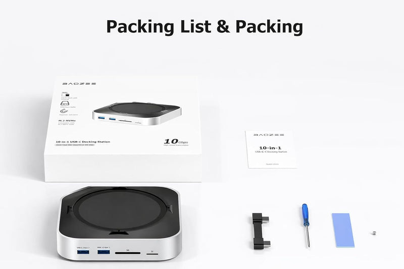 USB C Hub with 8TB M.2 NVMe Enclosure 10Gbps, 5X USB-A and 2X Type C Data Ports, SD/TF Card Slot, Docking Station for Mac mini M4/M4 Pro (Mac mini M4 Dock -11-in 1 -ssd)