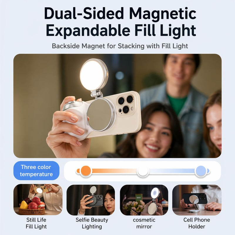 FiTix Fun Shot Magnetic Phone Camera DSLR Style Shutter Grip for iPhone and Android, with Detachable Wireless Shutter Button