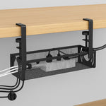 FiTix Premium Metal Cable Organizer Tray, Under Desk Wire Management System for Office, Home, Gaming Setup, Steel Wire Raceway for Power Strips, Cords (Black)