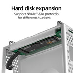 FiTix Mac mini M4 | M4 Pro Stand with Hard Disk Expansion Slot & Dual USB 3.2 / TF+SD Card Reader – Aluminum Chassis Holder with Heat Dissipation & Dust Protection – Space-Saving Design Sliver