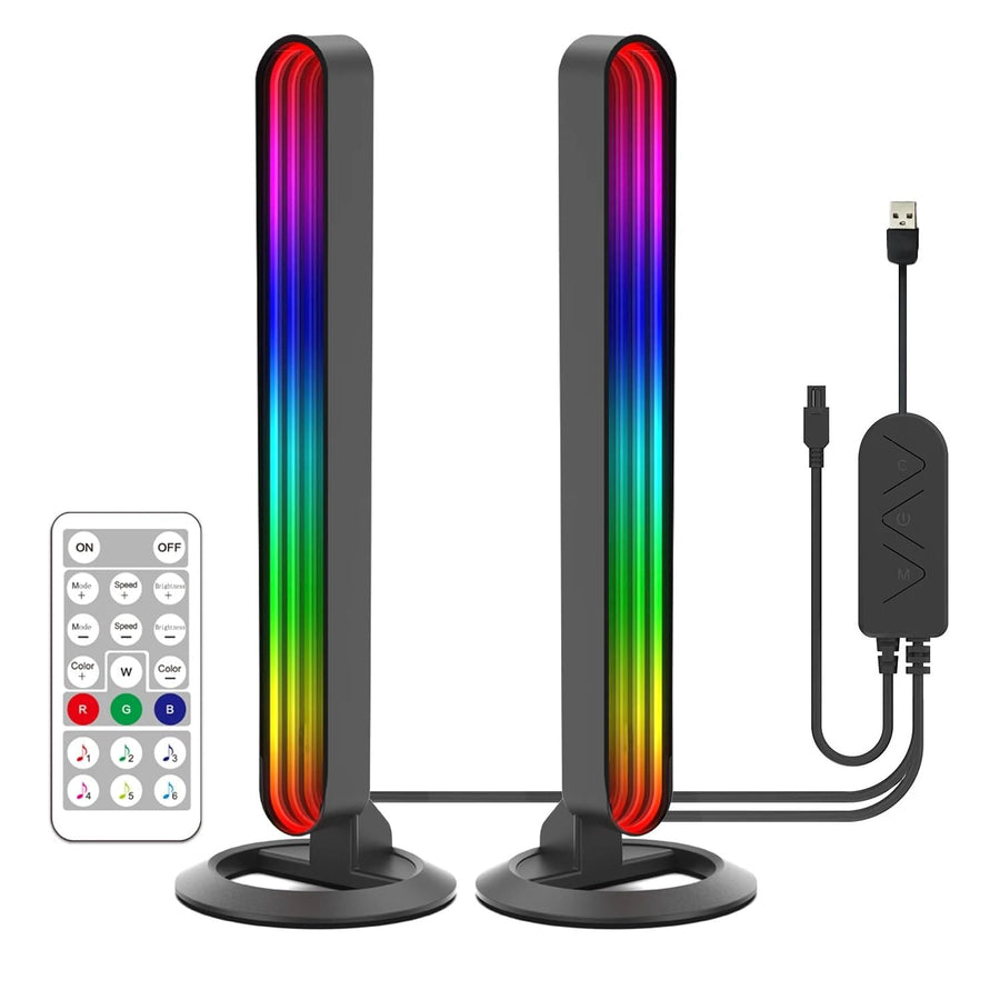 StyleOxx LED Light Bars, 28cm RGB Gaming Lights with Mirror Design, 2-Pack, Music Sync, App Control, 16M Colors for PC TV Backlight
