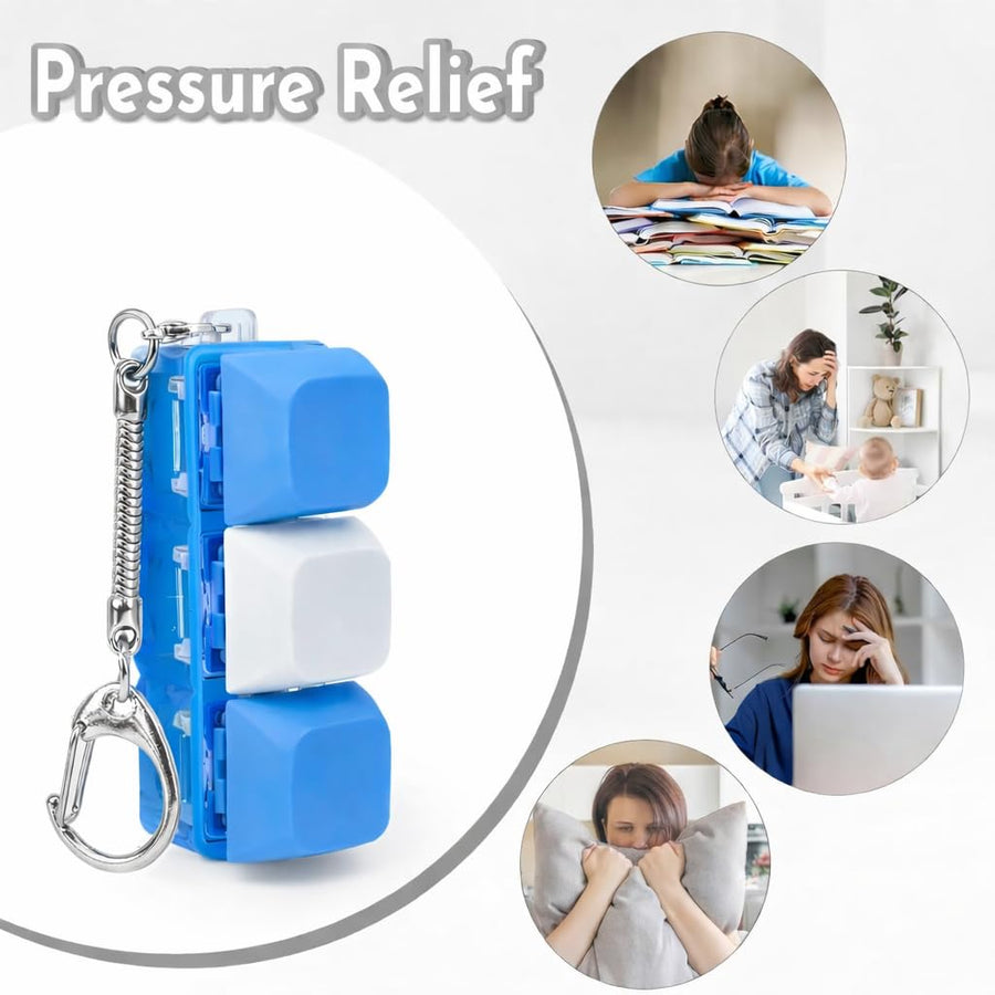 Stress Relief Keyboard Fidget Toy for Adults, Stress Relief Sensory Toy, Colourful (3 in 1 (Sky Blue White ))
