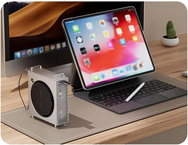 FiTix Mac mini M4 | M4 Pro Stand with Hard Disk Expansion Slot & Dual USB 3.2 / TF+SD Card Reader – Aluminum Chassis Holder with Heat Dissipation & Dust Protection – Space-Saving Design Sliver