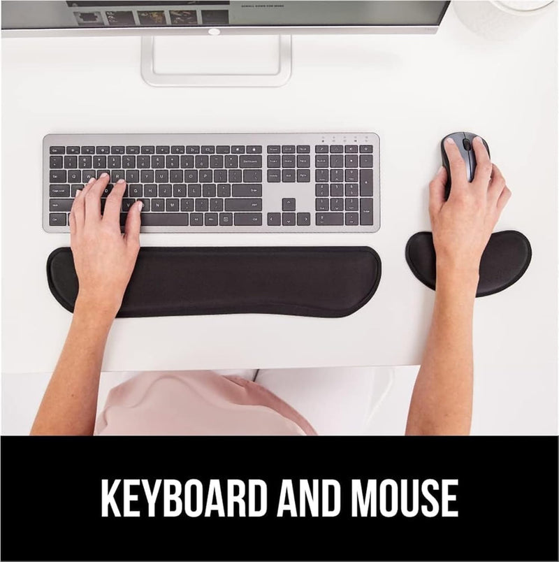 Wrist Rest Pad and Mouse Cushion Support Set, Memory Foam, Ergonomic Design for Computer and Laptop, Comfortable Typing