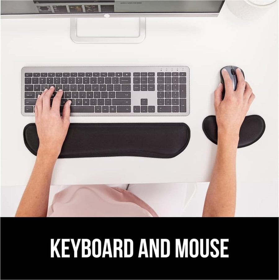 Wrist Rest Pad and Mouse Cushion Support Set, Memory Foam, Ergonomic Design for Computer and Laptop, Comfortable Typing
