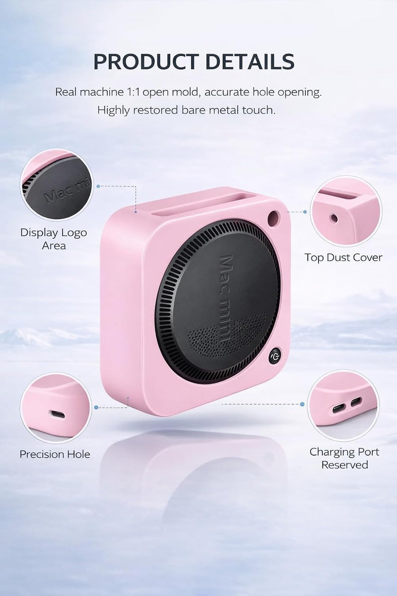 FiTix Silicone Protective Case for Mac mini M4 | M4 Pro, Skin Protector (Pink)