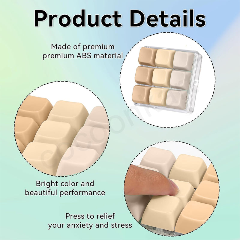9 in 1 Keyboard Fidget Toy for Adults, Stress Relief Sensory Toy, Colourful, Multi-Function (9 ni 1 Brown)