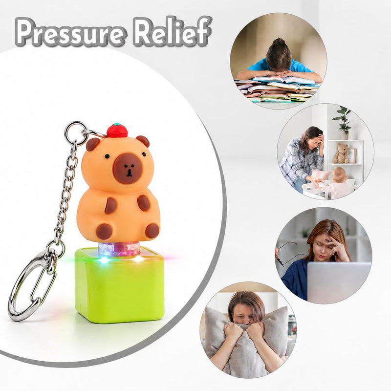 FiTiX Cute Cartoon Fidget Toy with Colorful Light and Sound, Clicker for Stress Relief, Quiet Play, and Entertainment, Snail Style (Cute Brown Bear)