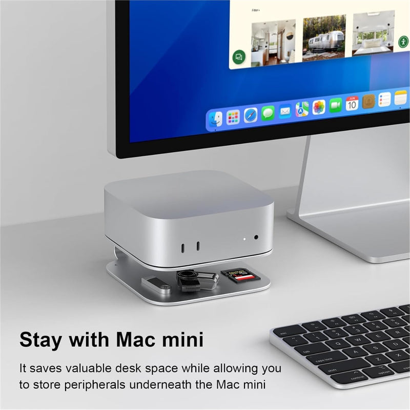 Aluminum Stand for 2024 Mac mini M4 | M4 Pro, Convenient Acess to Power Bottom, Anti-Scratch, Anti-Slip, Avoid Overheating, Durable and Sturdy Design