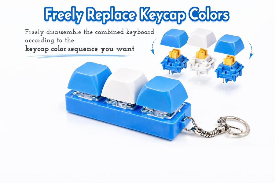 Stress Relief Keyboard Fidget Toy for Adults, Stress Relief Sensory Toy, Colourful (3 in 1 (Sky Blue White ))