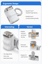 FiTix Fun Shot Magnetic Phone Camera DSLR Style Shutter Grip for iPhone and Android, with Detachable Wireless Shutter Button