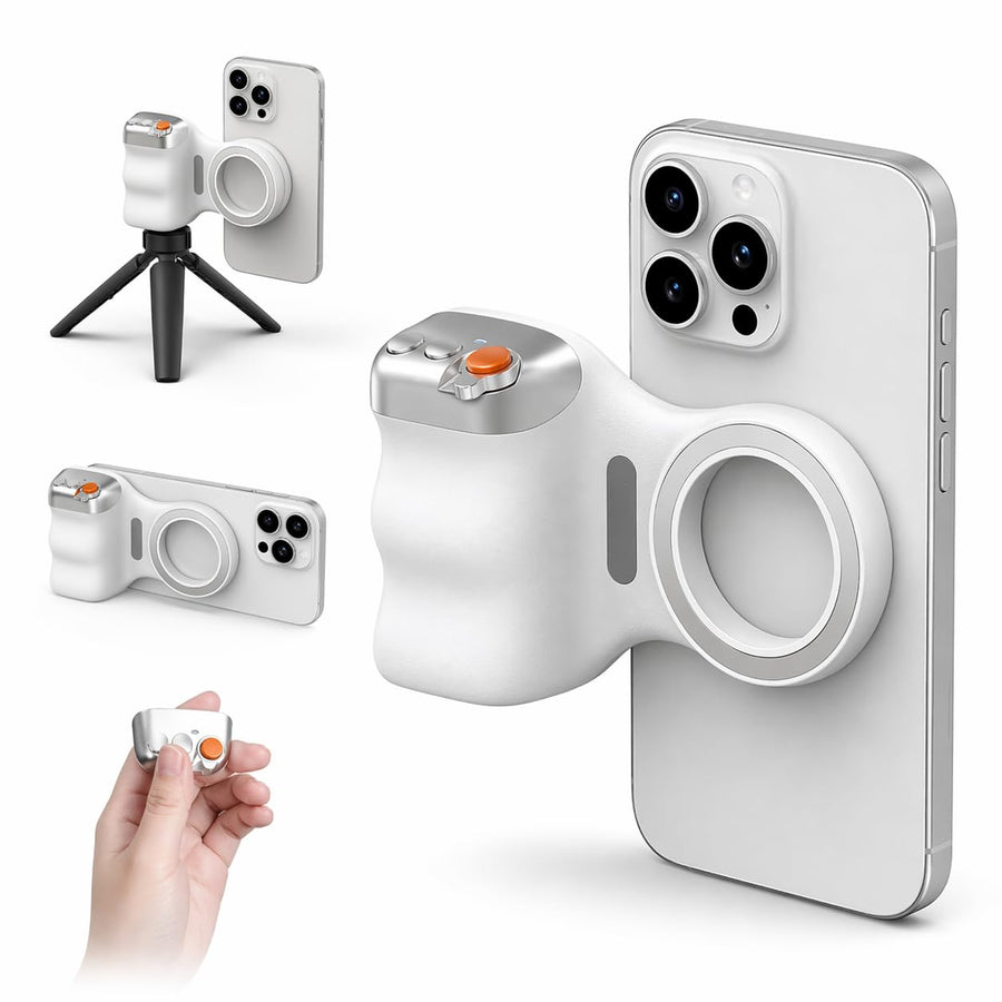 FiTix Fun Shot Magnetic Phone Camera DSLR Style Shutter Grip for iPhone and Android, with Detachable Wireless Shutter Button
