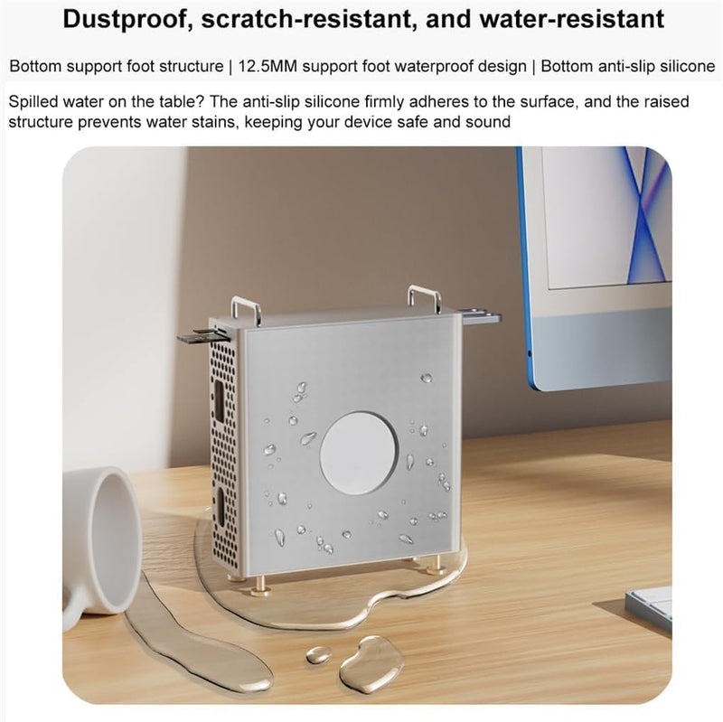 FiTix Mac mini M4 | M4 Pro Stand with Hard Disk Expansion Slot & Dual USB 3.2 / TF+SD Card Reader – Aluminum Chassis Holder with Heat Dissipation & Dust Protection – Space-Saving Design Sliver