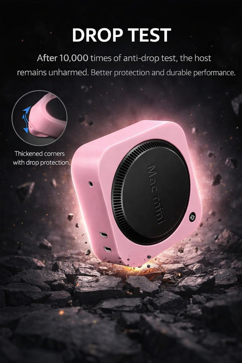 FiTix Silicone Protective Case for Mac mini M4 | M4 Pro, Skin Protector (Pink)