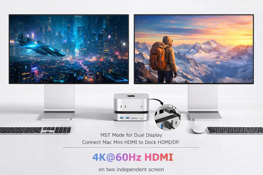USB C Hub with 8TB M.2 NVMe Enclosure 10Gbps, 5X USB-A and 2X Type C Data Ports, SD/TF Card Slot, Docking Station for Mac mini M4/M4 Pro (Mac mini M4 Dock -11-in 1 -ssd)