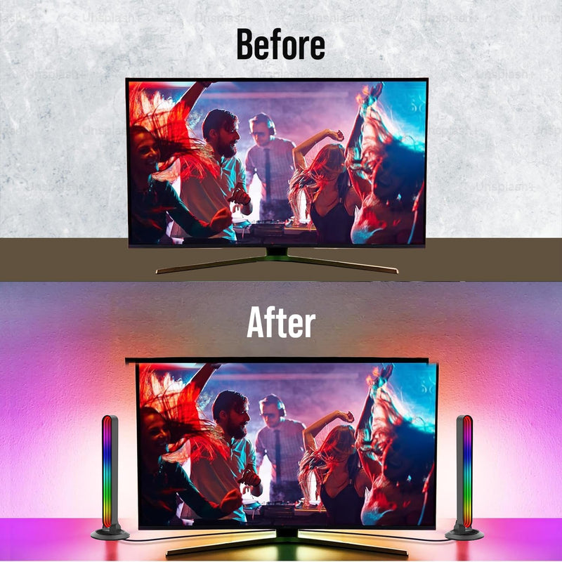 StyleOxx LED Light Bars, 28cm RGB Gaming Lights with Mirror Design, 2-Pack, Music Sync, App Control, 16M Colors for PC TV Backlight