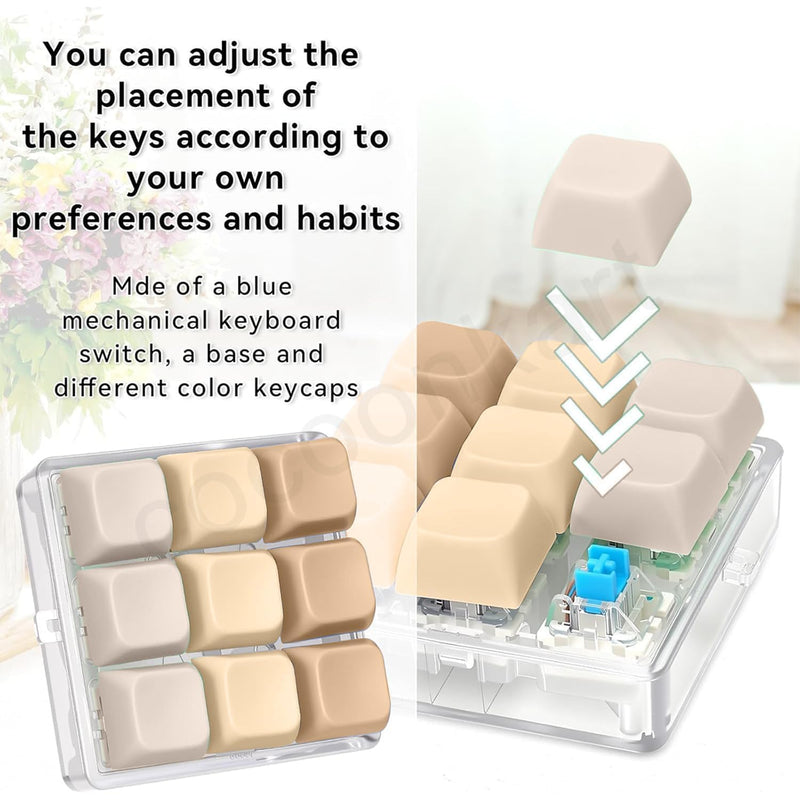 9 in 1 Keyboard Fidget Toy for Adults, Stress Relief Sensory Toy, Colourful, Multi-Function (9 ni 1 Brown)
