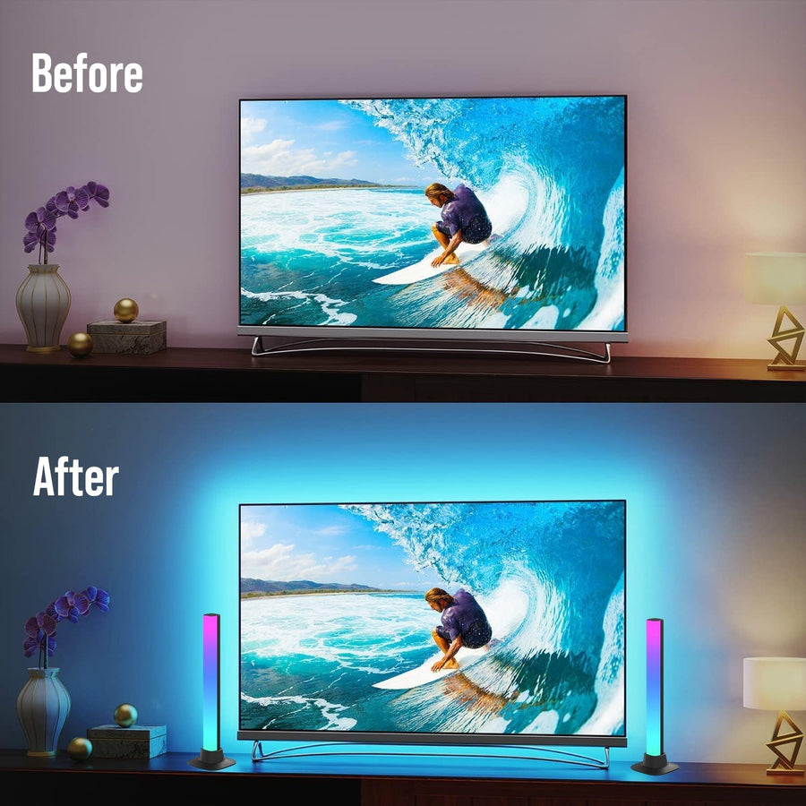 StyleOxx Smart RGB Light Bar, Dimmable Color Changing Rainbow Streamer with Music Sync, Gaming Backlight for PC, TV, 2 Pack