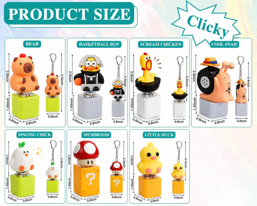 FiTiX Cute Cartoon Fidget Toy with Colorful Light and Sound, Clicker for Stress Relief, Quiet Play, and Entertainment, Snail Style (Cute Brown Bear)