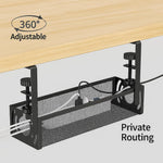 FiTix Premium Metal Cable Organizer Tray, Under Desk Wire Management System for Office, Home, Gaming Setup, Steel Wire Raceway for Power Strips, Cords (Black)