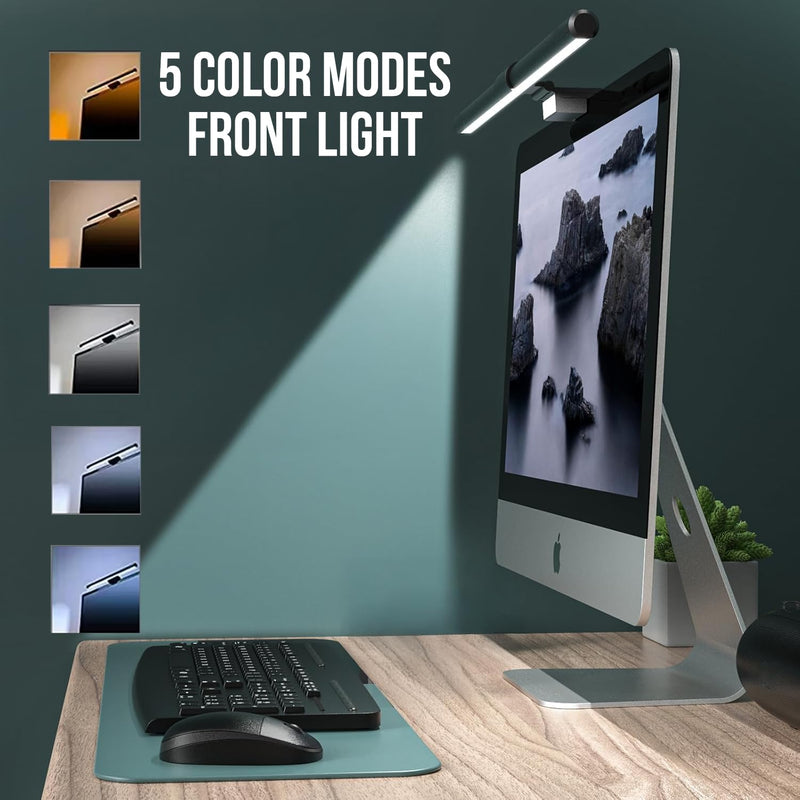 StyleOxx LED Monitor Light Bar, USB Dual Screen Touch Control, Dimmable Computer Desk Lamp, Space Saving Office Work Lighting