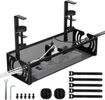 FiTix Premium Metal Cable Organizer Tray, Under Desk Wire Management System for Office, Home, Gaming Setup, Steel Wire Raceway for Power Strips, Cords (Black)