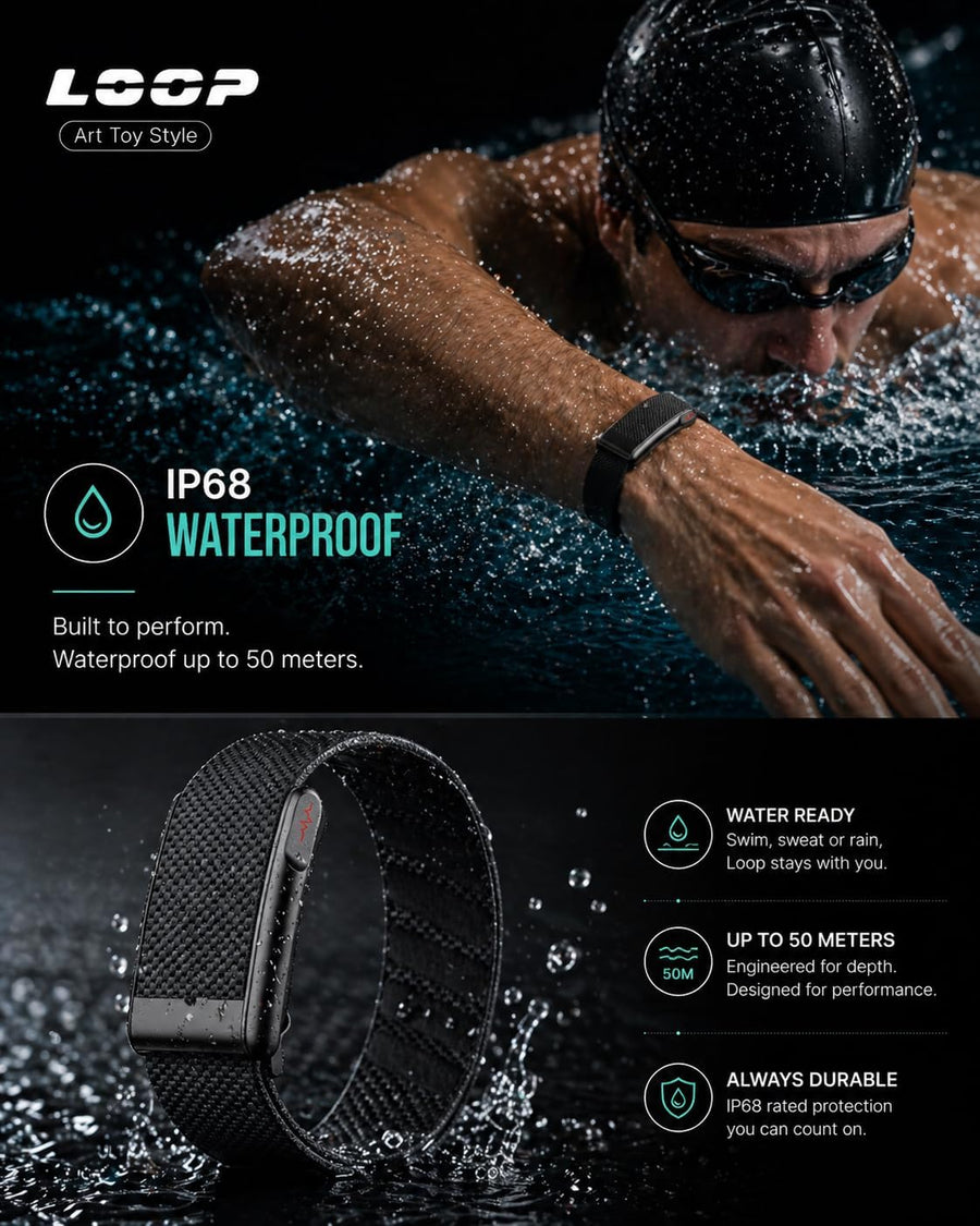 Loop Smart Fitness Band with Heart Rate, SpO2, Body Temperature, HRV Analysis, 30+ Sports Modes, Sleep and Stress Monitor, 7 Days Battery, for Subscription Free