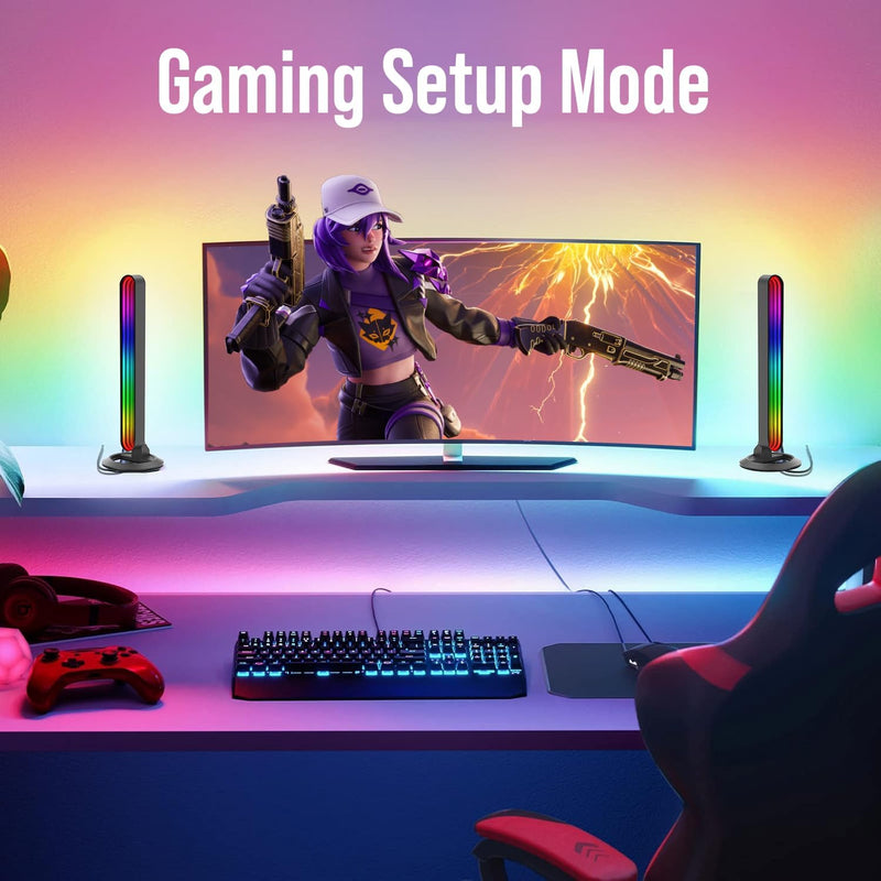 StyleOxx LED Light Bars, 28cm RGB Gaming Lights with Mirror Design, 2-Pack, Music Sync, App Control, 16M Colors for PC TV Backlight